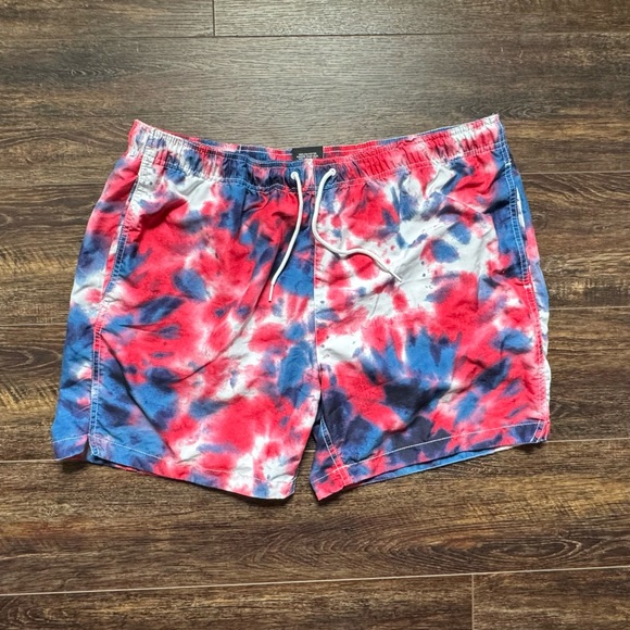 Walnut & 39th Mens Swim Trunks Size Extra Large Red White Blue Tie-dye Swim - Picture 5 of 5